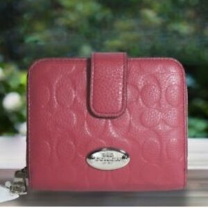 Coach Pink Pebbled Embossed C Leather Wallet